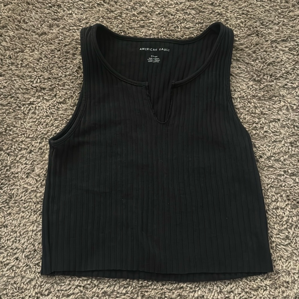 American Eagle Black Cropped Top